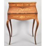 A Reproduction Ormolu Mounted French Style Inlaid Walnut Ladies Writing Bureau on Extended
