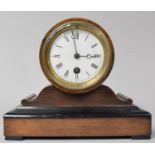 A Walnut Cased Edwardian Mantle Clock with Drum Movement Complete with Pendulum but no Key, 21cm