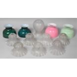 A Collection of Various Vintage Coloured Opaque Glass Light Shades