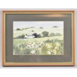 A Framed Watercolour of Welsh Cottage in Rural Landscape, 25x17cm
