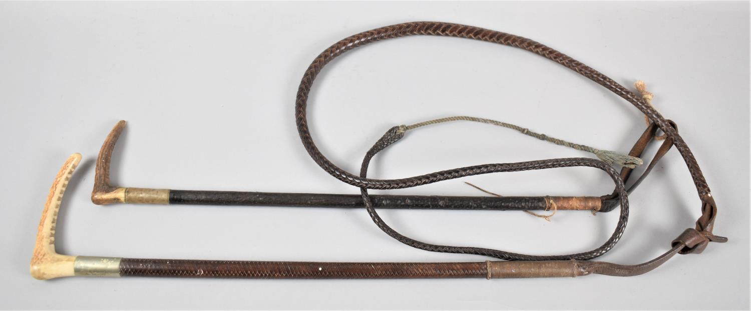 A Ladies and a Childs Riding Crop, Ladies Inscribed RLAS Salford 1933 Presented by Col. H M