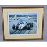 A Framed Keke Rosberg Formula One Print, 39x37cm