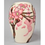 A Moorcroft Vase Signed by Emma Bosson, Date 2017, Pink Cherry Blossom Flowers
