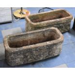 Two Reconstituted Stone Planters with Relief Decoration to Body, 68cm Long