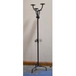 A Wrought Iron Four Candle Tripod Stand, 130cm high