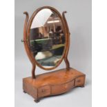 A Late 19th Century Serpentine Fronted Dressing Table Mirror with Plinth Base having Centre Long and