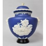 An Adams Blue Jasperware Lidded Vase, Missing Support and with Various Condition Issues