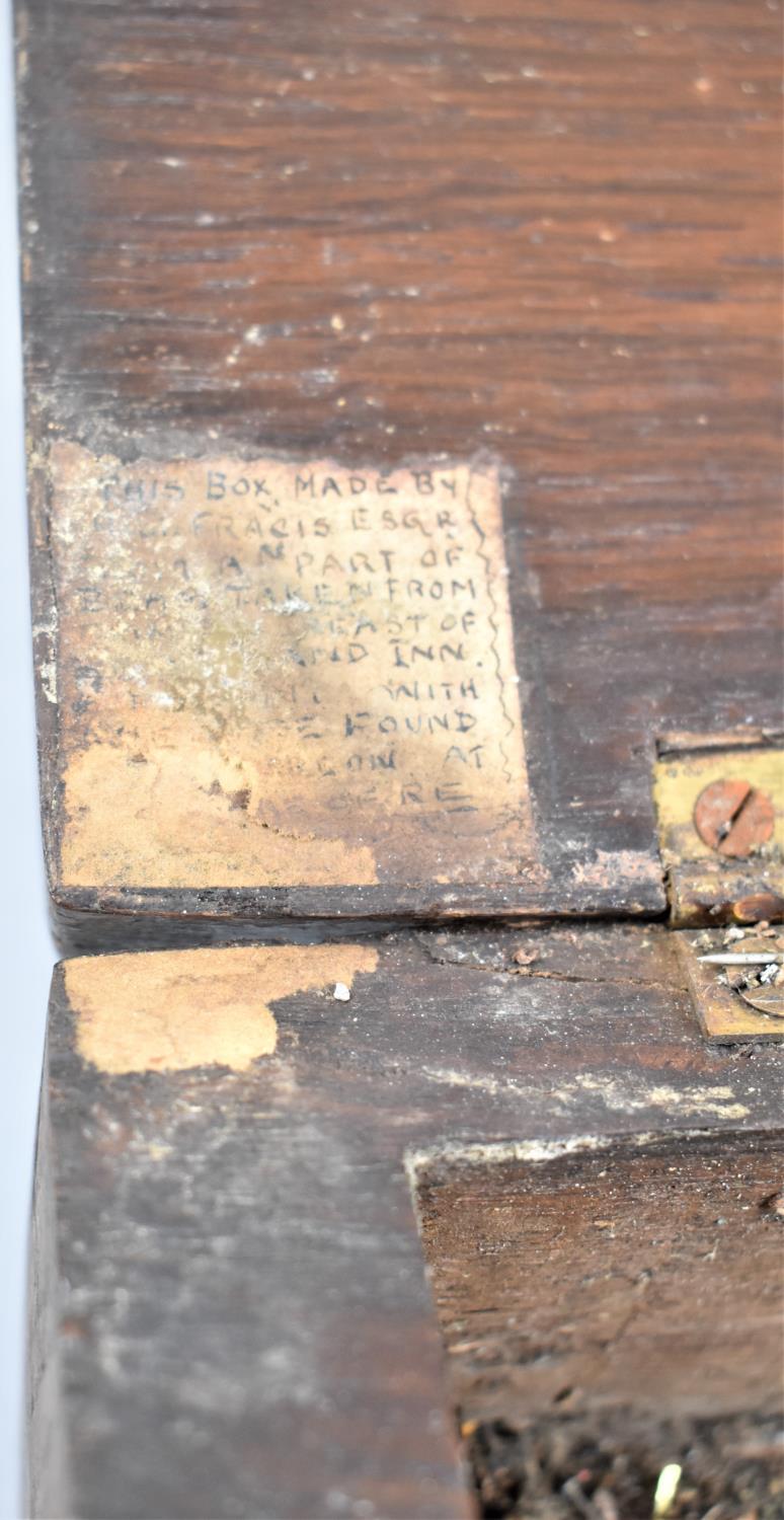 An Oak Box with Hinged Lid, Inscribed 1451 and a Small Inner Paper Label, Which is Slightly Obscured - Image 4 of 4