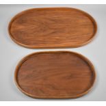 Two Graduated Oval Wooden Trays, The Largest 51cm Wide