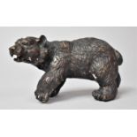 A Patinated Bronzed Study of a Snarling Bear, 17cm Long