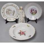 A Spode 1971 Christmas Plate, Two 19th Century Bowls and a Continental Figure of Maiden with Jug