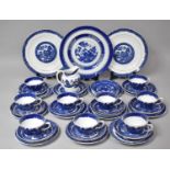 A Collection of Various Blue and White Willow Pattern Teawares Etc