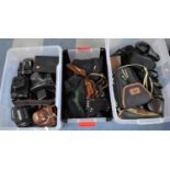 Three Boxes Containing Various 35mm Camera Cases etc (NO CAMERAS)