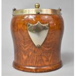 An Edwardian Oak and Silver Plate Biscuit Barrel