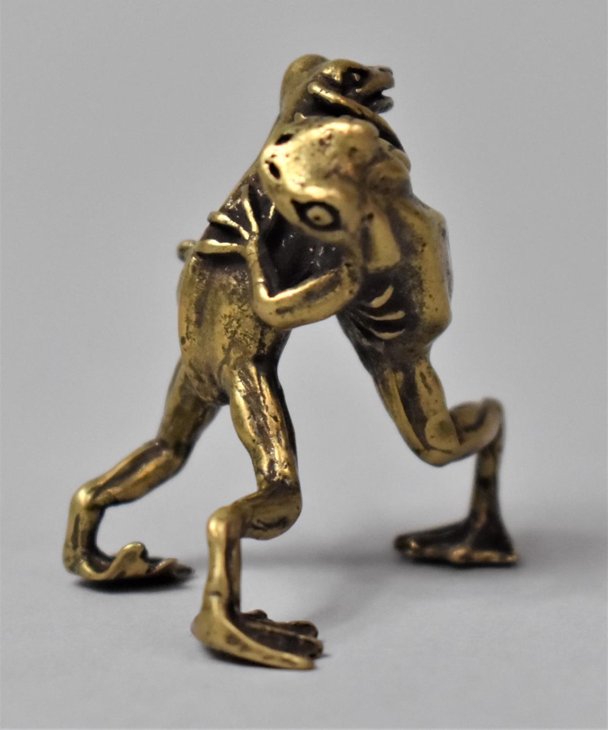 A Small Bronze Study of Two Frogs Fighting, 4cm high - Image 4 of 5