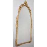 A Mid 20th Gilt Metal Framed Arched Wall Mirror, 67x35cm