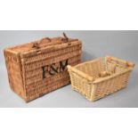 A Fortnum and Mason Wicker Hamper and Wicker Basket, Hamper 50cm wide