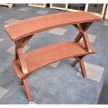 A Pair of Crescent Shaped Wooden Garden Benches, 87cm wide