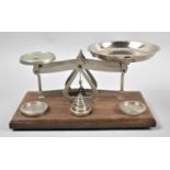 A Set of Mid 20th Century Postage Scales on Rectangular Wooden Plinth, 21.5cm wide, Complete with