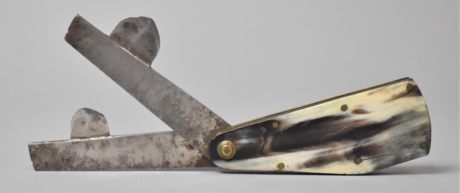 A Vintage Veterinary Two Bladed Fleam with Horn Handle