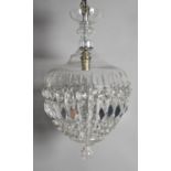 A French Second Empire Style Crystal Ceiling Chandelier Basket c.1930, 24cm Diameter