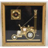 A Gilt Framed Wall Clock Depicting Locomotive Made Up From Watch and Clock Parts, 28cm Square