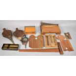 A Collection of Various Wooden Items to Include Vintage Bellows, Guillotine, Set Square etc