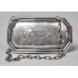 A Silver Decanter Label for Vodka, Birmingham 1984