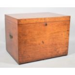 A Late 19th Century Mahogany Blanket Box with Inner Candle Well and Campaign Style Brass Handles,