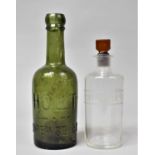 A Vintage Green Glass Bottle, Holt Shrewsbury (with Loss) together with a Chemist's Bottle for