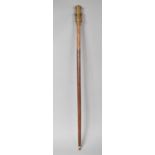 A Reproduction Brass Mounted Novelty Walking Cane with Brass Handle Incorporating Single Drawer