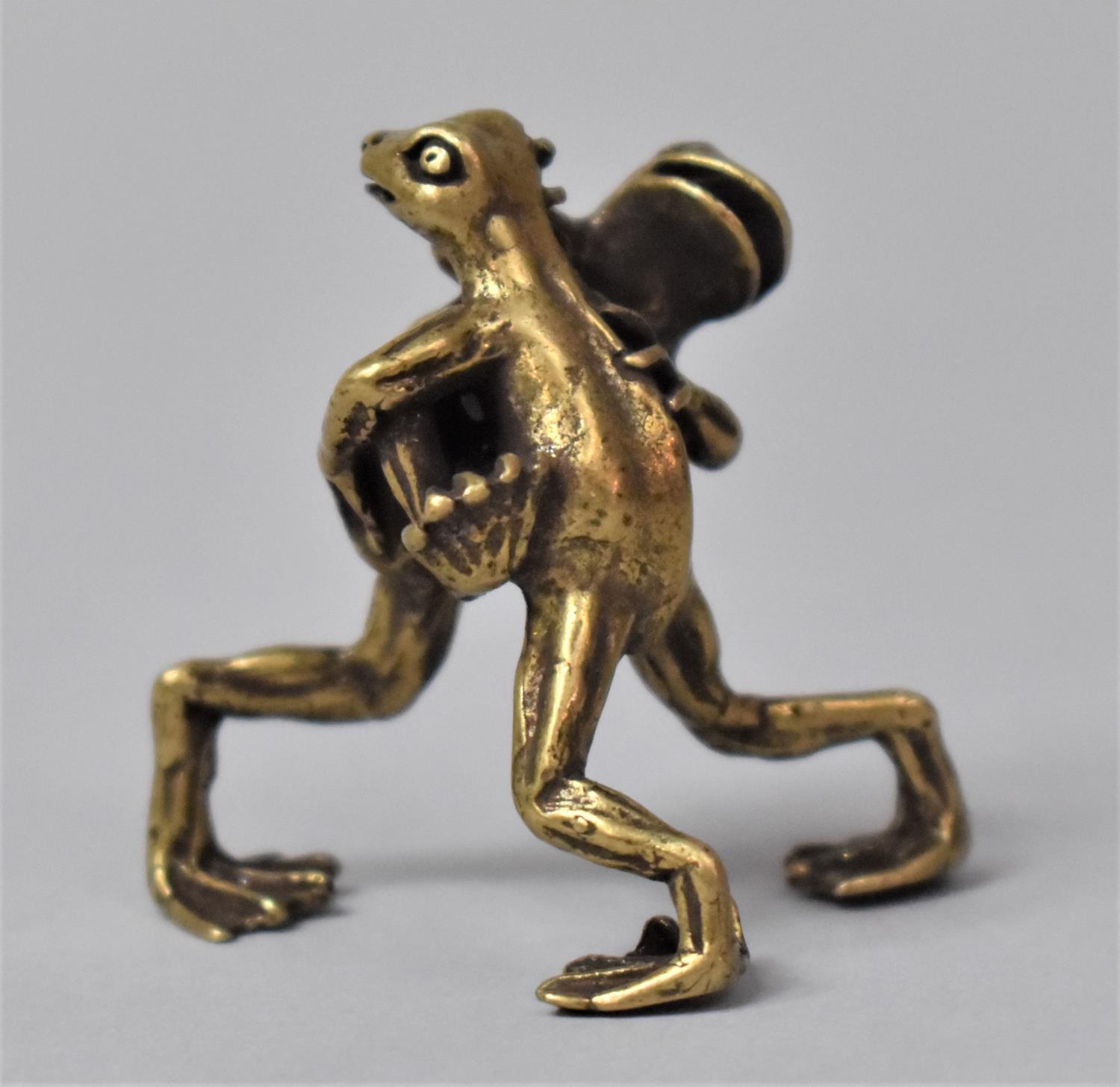 A Small Bronze Study of Two Frogs Fighting, 4cm high