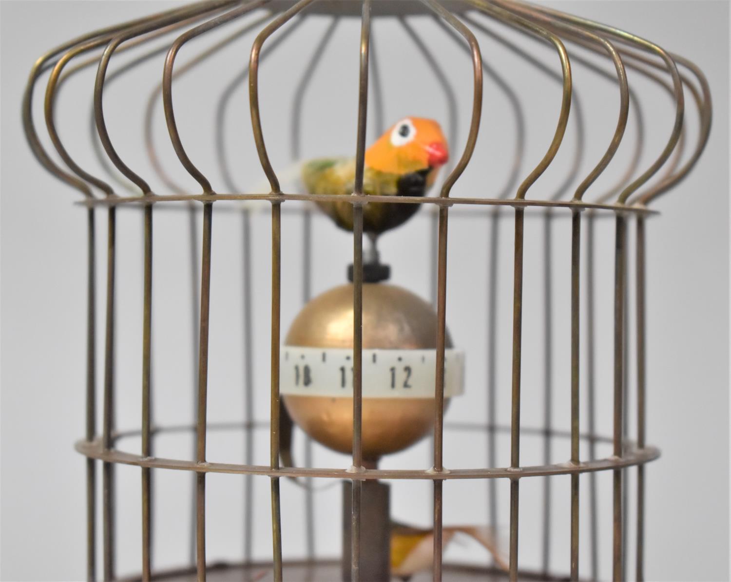 A Reproduction Chinese Birdcage Automaton Clock with Cloisonne Band Decoration, 20cm high - Bild 2 aus 3