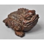 A Carved Wooden Chinese Study of a Three Legged Toad, 5.5cm long
