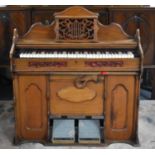 A Late Victorian/Edwardian Mahogany Cased Chapel Organ, 96cm wide, Working Order, Side Brass