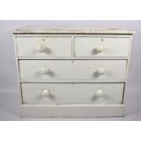 A Vintage Painted Pine Chest of Two Short and Two Long Drawers, Plinth Base, 100cm wide