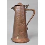 An Art Nouveau Copper Lidded Jug by JS&SB Has been Dented and with Distortion to Pourer and Base