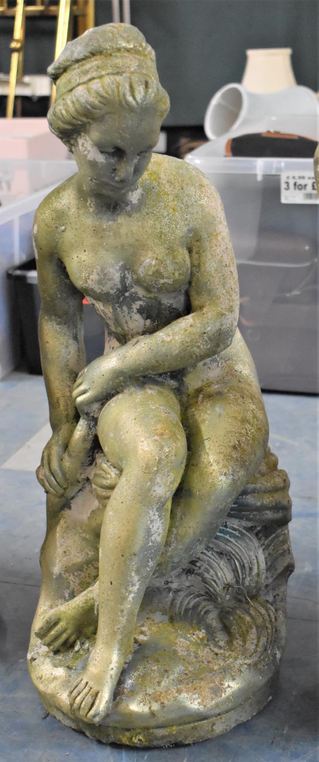 A Reconstituted Stone Garden Figure, Seated Classical Nude, 82cm high