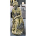 A Reconstituted Stone Garden Figure, Seated Classical Nude, 82cm high