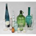 A Collection of Various Glass Bottles to comprise Large Green Glass Example, Hand Blown Examples Etc