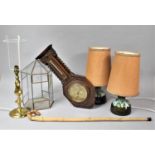 Two Table Lamps, Terrarium, Barley Twist Oak Barometer (Glass AF)
