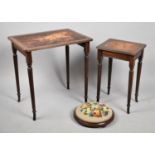 A Circular Tapestry Footstool and Two Occasional Tables