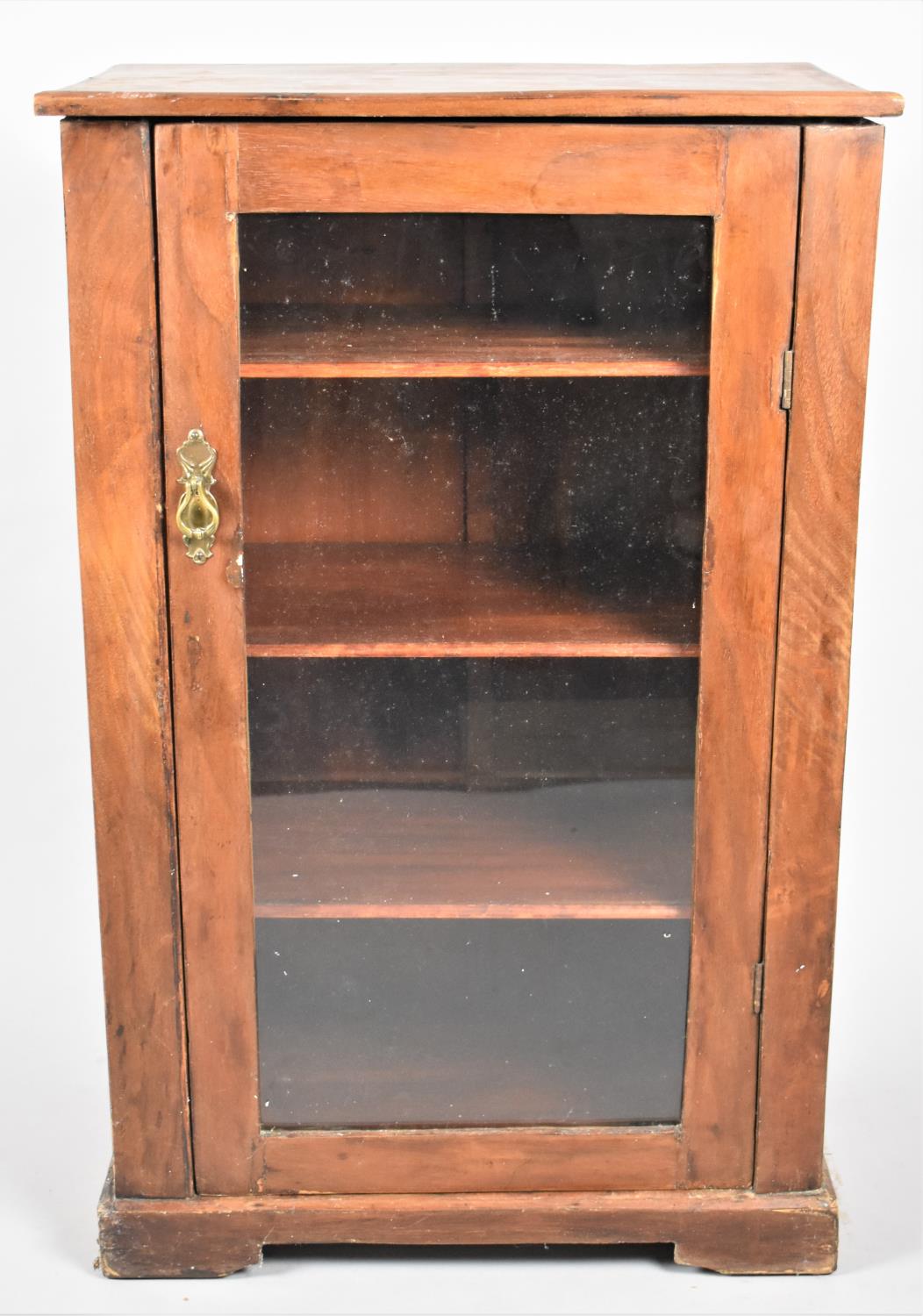 An Edwardian Glazed and Shelved Side Cabinet in Walnut, 55cm Wide and 88cm High
