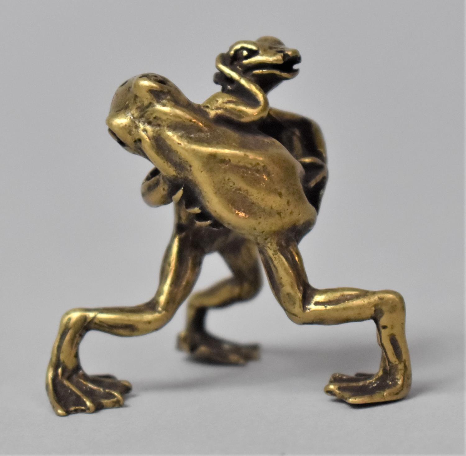 A Small Bronze Study of Two Frogs Fighting, 4cm high - Image 3 of 5