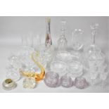 A Collection of Various Glassware to comprise Cut Glass Decanter, Moulded Examples, Vase, Liquers