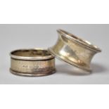 Two Silver Napkin Rings, Both Hallmarked for Birmingham