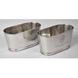 A Pair of Silver Plated Champagne Coolers, Inscribed with Quotes From Napoleon Bonaparte and Lily