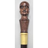 A Reproduction Novelty Walking Cane Having Phrenology Style Head, 92cm high