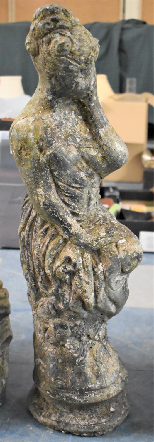 A Reconstituted Stone Garden Figure, Seated Classical Maiden in Robe, 69cm high