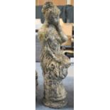 A Reconstituted Stone Garden Figure, Seated Classical Maiden in Robe, 69cm high
